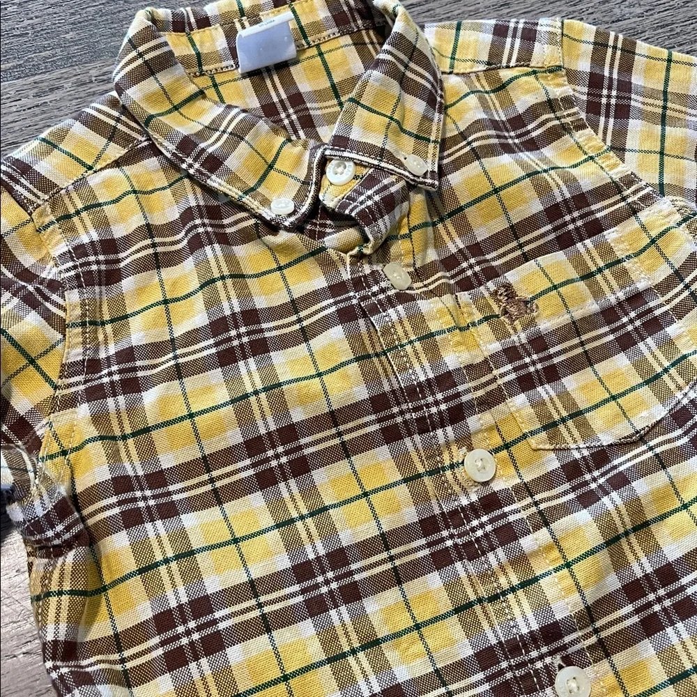 GAP Yellow Plaid Kids Button Down Shirt 3T‎